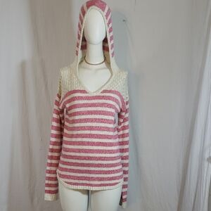 Justice striped hooded sweater pink and ivo